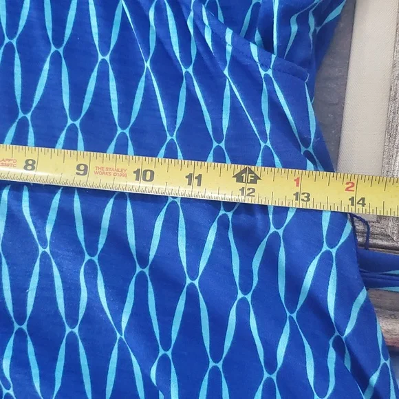 41 Hawthorn Small Blue and Aqua Faux Wrap Dress - Picture 9 of 11
